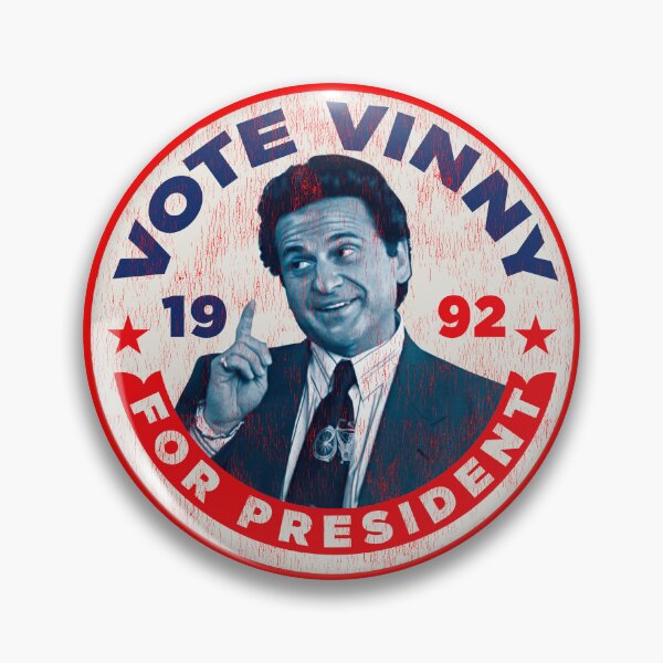 Artikelvorschau, Vote Vinny Button getragen entworfen und verkauft von Alema Art.