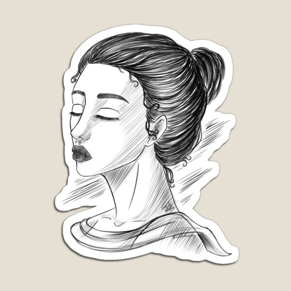 Item preview, Woman's face sketch style designed and sold by AssortedDrawings.