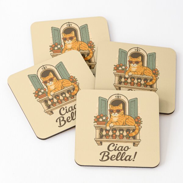 Item preview, Ciao Bella - Vintage Italian Cat Balcony Illustration designed and sold by WanderMood.