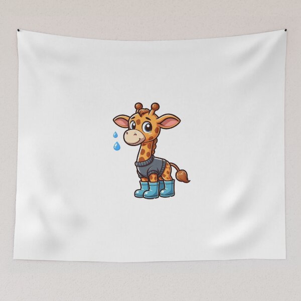 Item preview, Cartoon Giraffe in Rain Boots – Whimsical Animal Art designed and sold by Confuzz1ed.