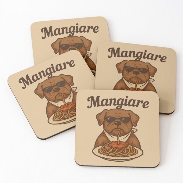 Item preview, Mangiare - Funny Italian Dog Eating Spaghetti Illustration designed and sold by WanderMood.