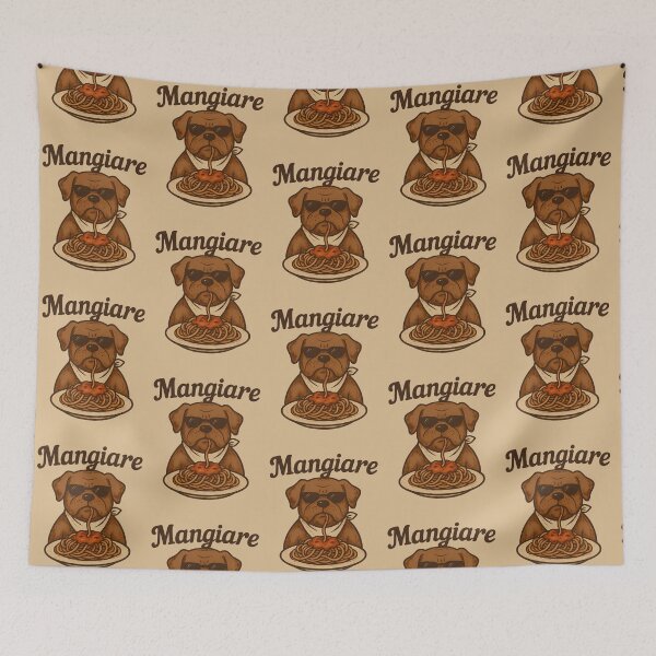 Item preview, Mangiare - Funny Italian Dog Eating Spaghetti Illustration designed and sold by WanderMood.