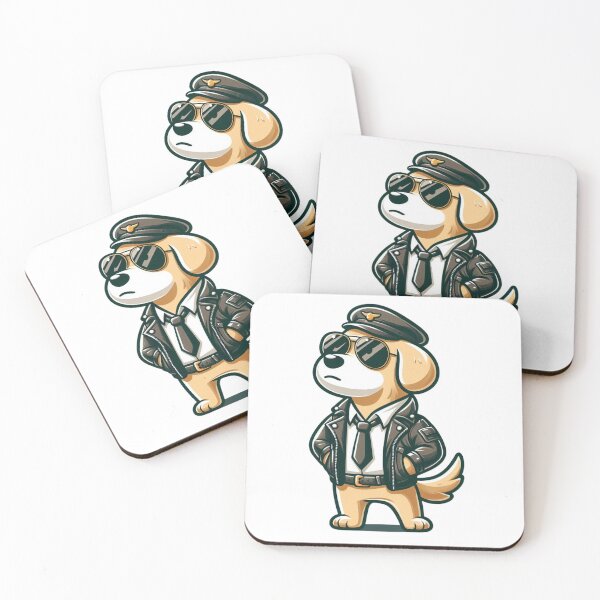 Item preview, Pilot Dog Cartoon - Golden Retriever in Leather Jacket designed and sold by Confuzz1ed.