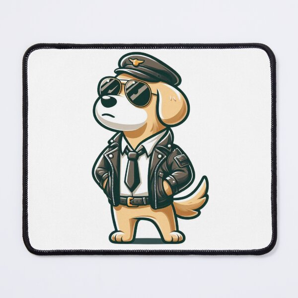 Item preview, Pilot Dog Cartoon - Golden Retriever in Leather Jacket designed and sold by Confuzz1ed.