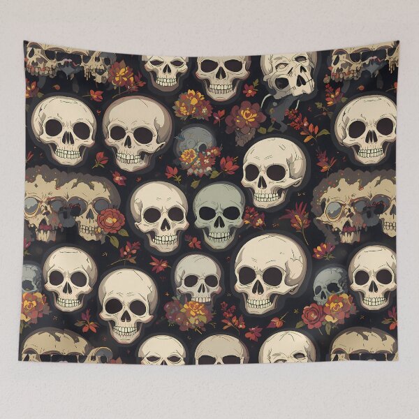 Item preview, Floral Skull Symphony Whimsical Art Patterns Fantasy Adventure designed and sold by ART ATTACK ZONE.