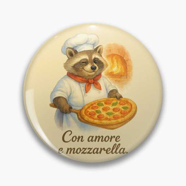 Item preview, Con Amore e Mozzarella - Cute Italian Pizza Raccoon designed and sold by WanderMood.