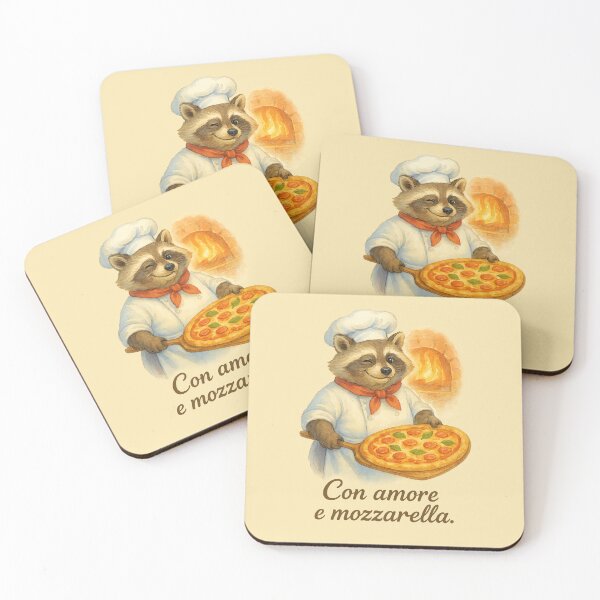 Item preview, Con Amore e Mozzarella - Cute Italian Pizza Raccoon designed and sold by WanderMood.
