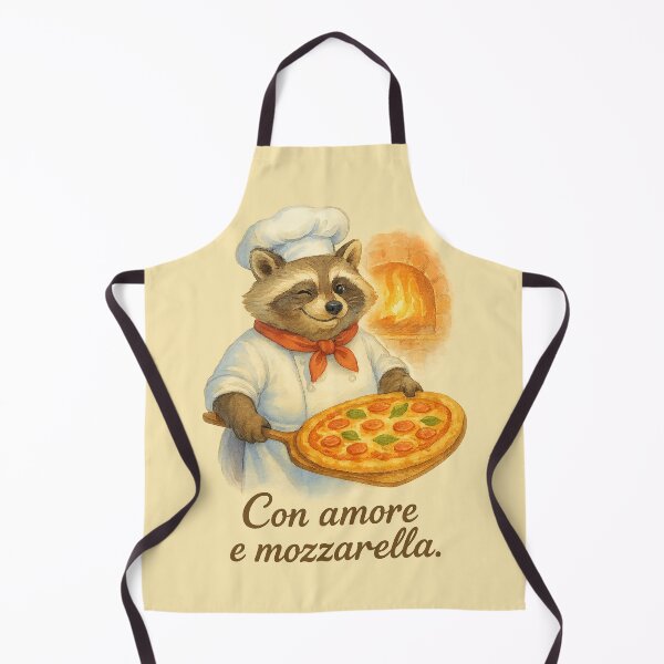 Item preview, Con Amore e Mozzarella - Cute Italian Pizza Raccoon designed and sold by WanderMood.