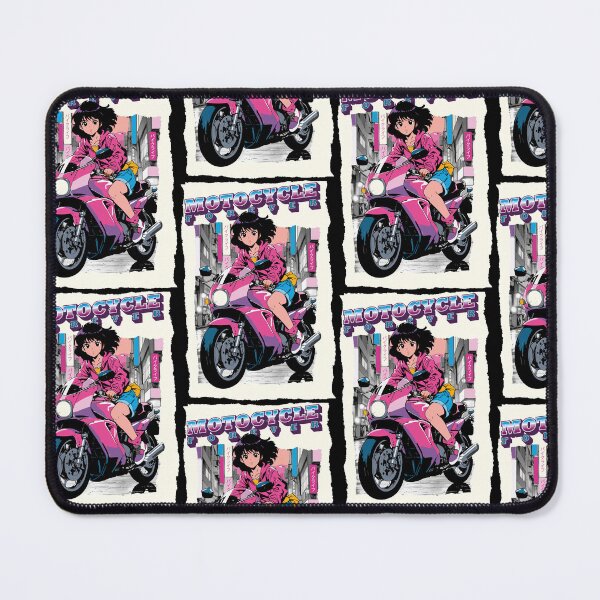 Item preview, Motorcycle Forever, anime girl in fuchsia on her pink motorcycle designed and sold by StellarBees.
