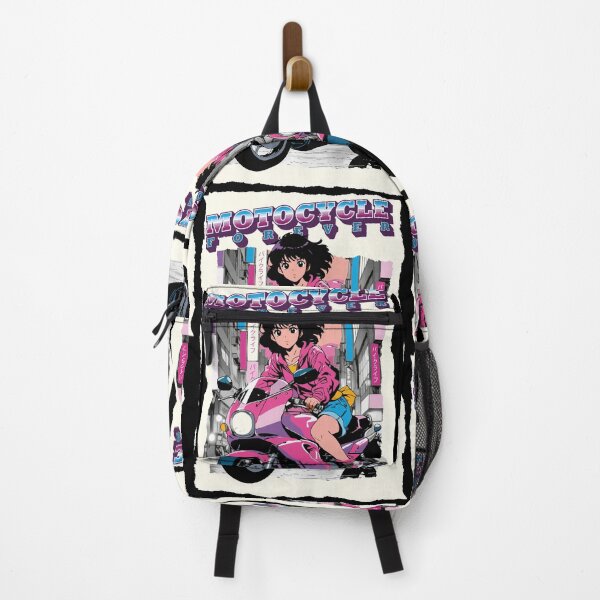 Item preview, Motorcycle Forever, anime girl in fuchsia on her pink motorcycle designed and sold by StellarBees.