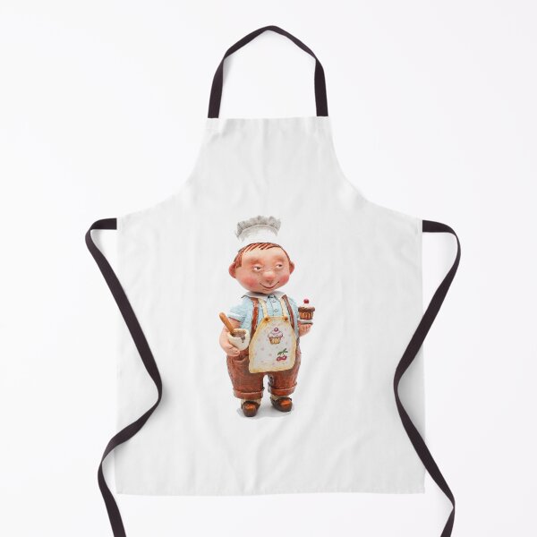 Item preview, Cute Baker Boy with Cupcake – Whimsical Clay Doll Illustration designed and sold by NatalieVerveArt.