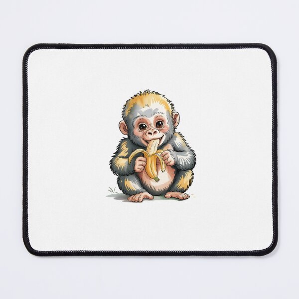Item preview, Cute Monkey eating Banana watercolour designed and sold by FabUniverse.