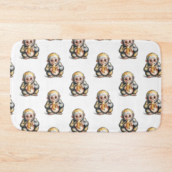 Item preview, Cute Monkey eating Banana watercolour designed and sold by FabUniverse.