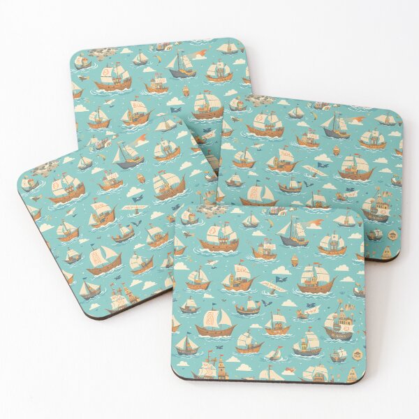 Item preview, Boat Sea Ocean Whimsical Art Patterns Fantasy Adventure designed and sold by ART ATTACK ZONE.