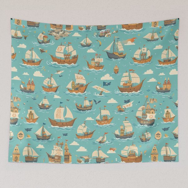 Item preview, Boat Sea Ocean Whimsical Art Patterns Fantasy Adventure designed and sold by ART ATTACK ZONE.