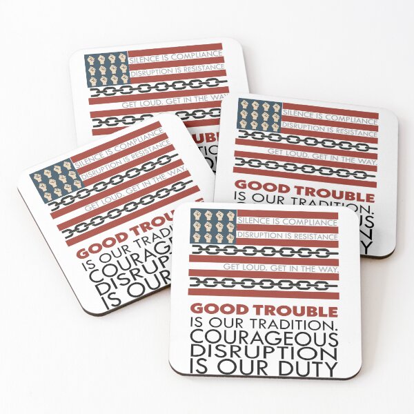 Item preview, Good Trouble protest flag | fists, chains, and resistance designed and sold by EMWorks-Ink.