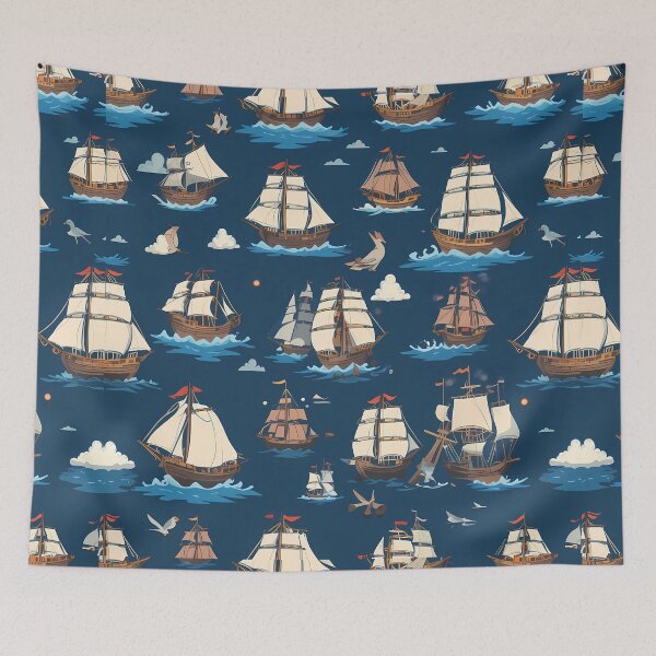 Item preview, Pirate ship Whimsical Art Patterns Fantasy Adventure designed and sold by ART ATTACK ZONE.