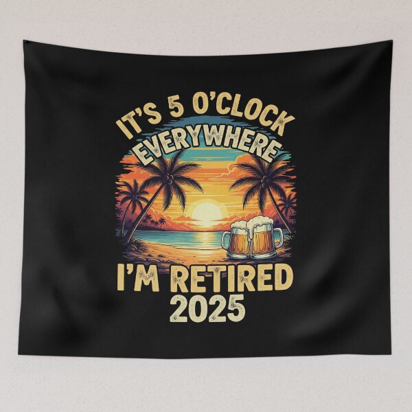 Item preview, Freedom Awaits: "It's 5 O'Clock Everywhere I'm Retired 2025" Beach Retirement Shirt designed and sold by MIMSCorneR.