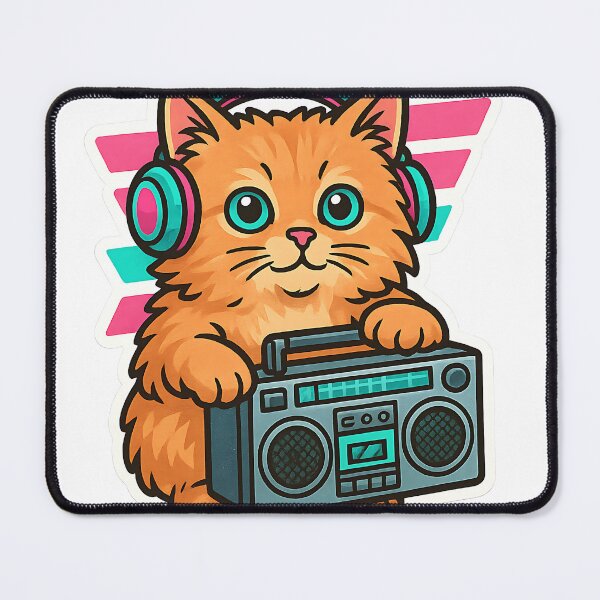 Aperçu de l'œuvre Chat Boombox créée et vendue par Throwback Trends.