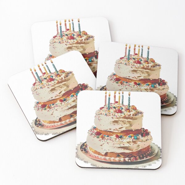 Item preview, Retro Vintage Birthday Cake - Happy Birthday Sticker designed and sold by PIXEL POP DESIGNS - Beyond the Norm!.