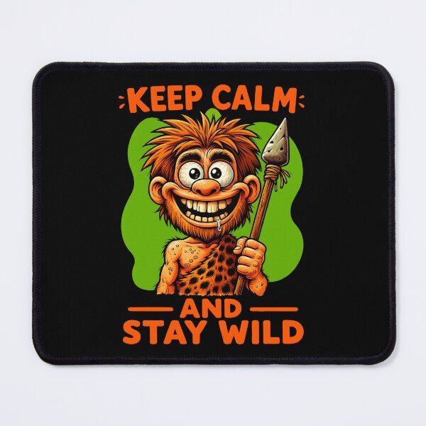 Item preview, Keep Calm and Stay Wild - Crazy Cartoon Caveman designed and sold by Adelberton.