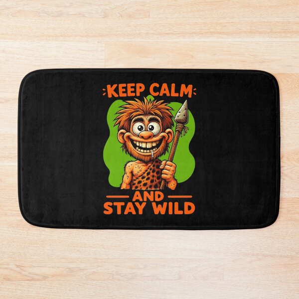 Item preview, Keep Calm and Stay Wild - Crazy Cartoon Caveman designed and sold by Adelberton.