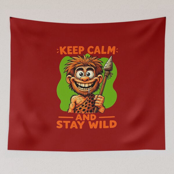 Item preview, Keep Calm and Stay Wild - Crazy Cartoon Caveman designed and sold by Adelberton.