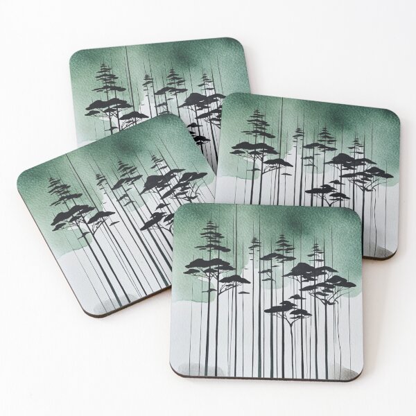 Item preview, Still Forest – Minimalist Tree Line Ink & Watercolor designed and sold by Ink-Your-Soul.