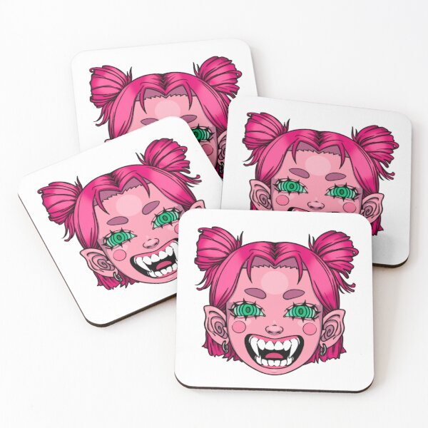 Item preview, Smiling Girl Demon Head Pink designed and sold by Ctoolooshka.
