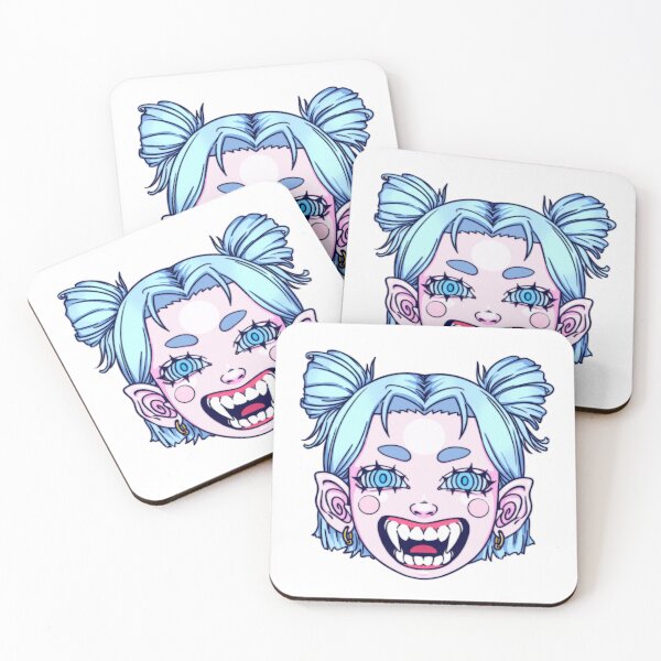 Item preview, Smiling Girl Demon Head Blue designed and sold by Ctoolooshka.