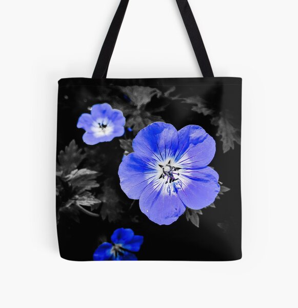 Pretty Blue Flowers All Over Print Tote Bag