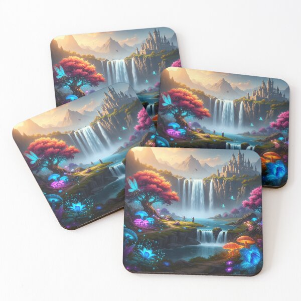 Item preview, Mystical Fantasy Landscape with Glowing Mushrooms designed and sold by MintedMinds.
