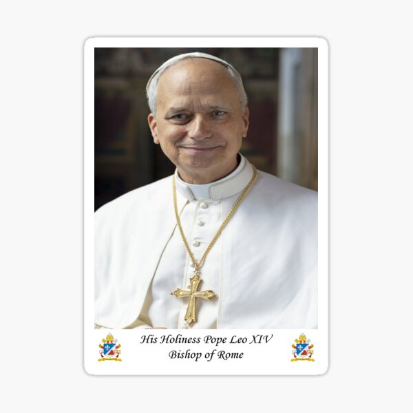 Pope Leo XIV Photo Portrait With Text And Coat Of Arms Sticker