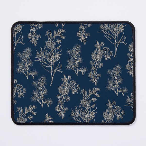 Item preview, Botanical Cottage Floral Pattern in Navy Blue and Beige designed and sold by kierkegaard.