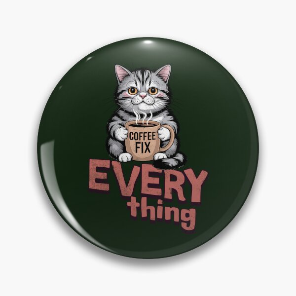 Item preview, Coffee Fix Everything, Sleepy Cat with Coffee Mug designed and sold by Bliss Find And Design.