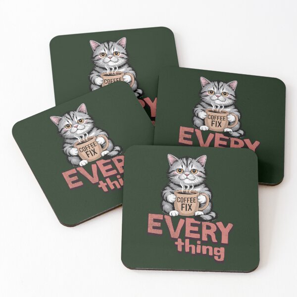 Item preview, Coffee Fix Everything, Sleepy Cat with Coffee Mug designed and sold by Bliss Find And Design.