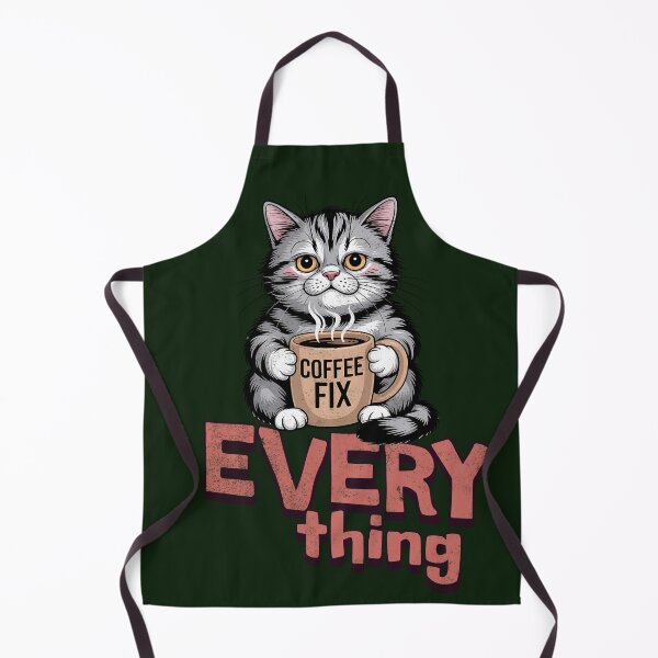 Item preview, Coffee Fix Everything, Sleepy Cat with Coffee Mug designed and sold by Bliss Find And Design.