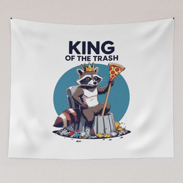 Item preview, Trash King Raccoon with Pizza Throne designed and sold by HappyPrintLab.