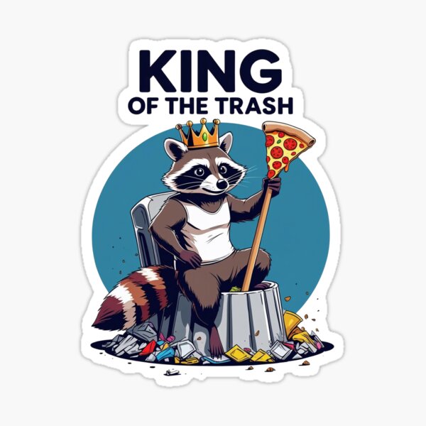 Item preview, Trash King Raccoon with Pizza Throne designed and sold by HappyPrintLab.