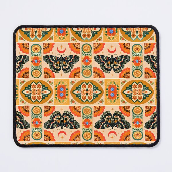 Item preview, Folk Art Moth & Marigold Vintage Autumn Moth Tiles designed and sold by Napxcha.