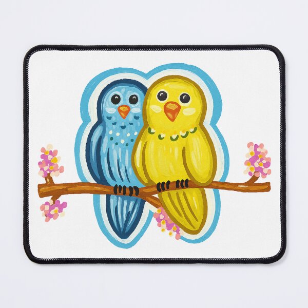 Item preview, Lovebirds on a Blossom Branch - Sweet Pair Illustration designed and sold by CanSparkleArt.