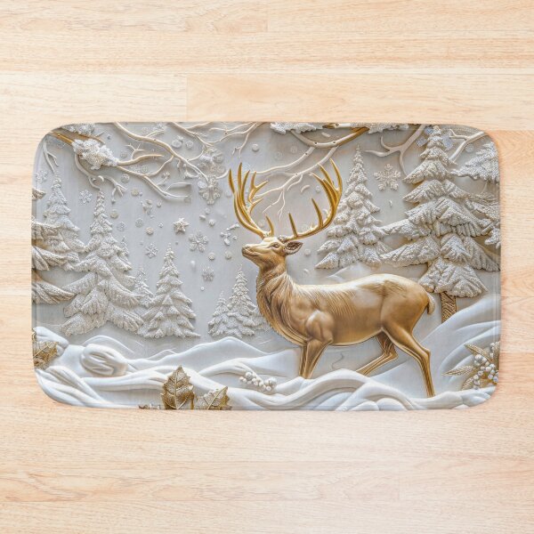 Item preview, Majestic golden deer in the snowy forest designed and sold by MargaretWiktor.