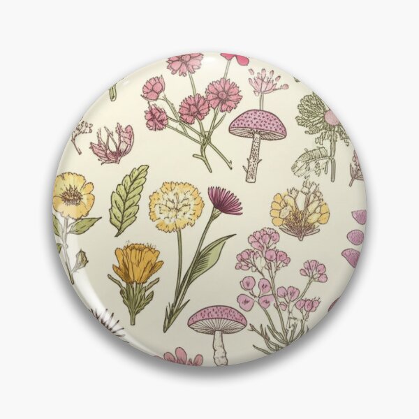 Item preview, Vintage Cottagecore Mushroom and Wildflower Pattern designed and sold by MintedMinds.