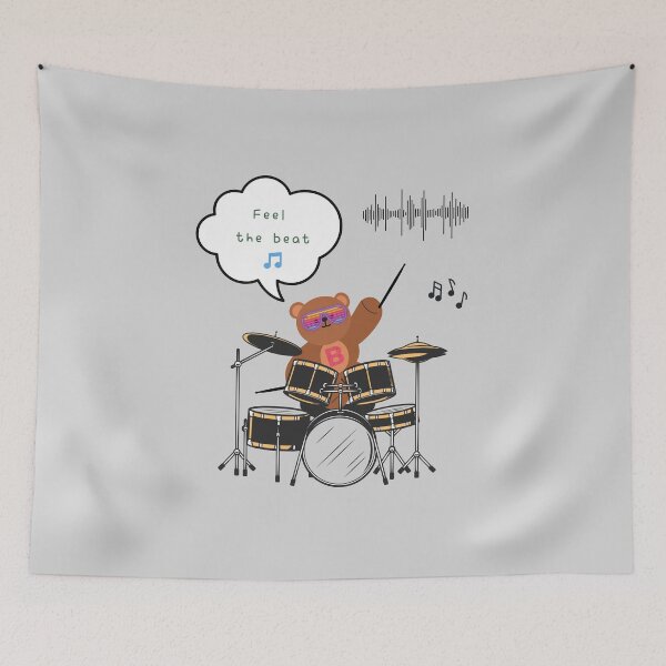 Item preview, Mono bear message – Feel the beat ( Gray Background ) designed and sold by mintmono-studio.