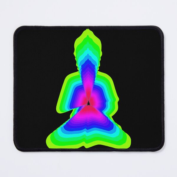 Item preview, budda, light energy, silhouette in yoga pose with a modern graphic echo effect minimalist spiritual design designed and sold by rikyfreestyle.
