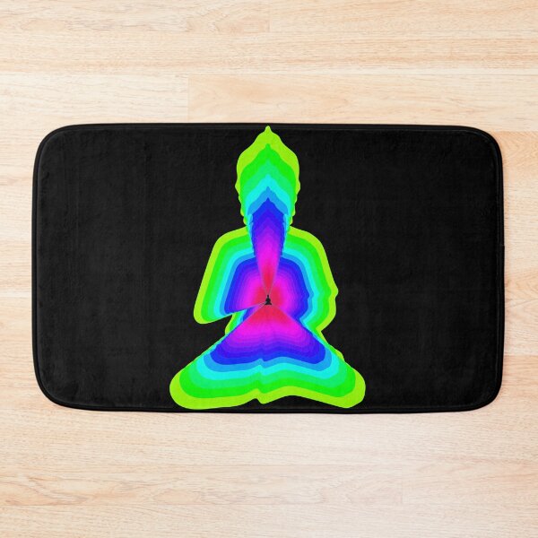 Item preview, budda, light energy, silhouette in yoga pose with a modern graphic echo effect minimalist spiritual design designed and sold by rikyfreestyle.