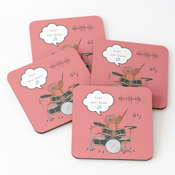 Item preview, Mono bear message – Feel the beat ( Coral Background ) designed and sold by mintmono-studio.