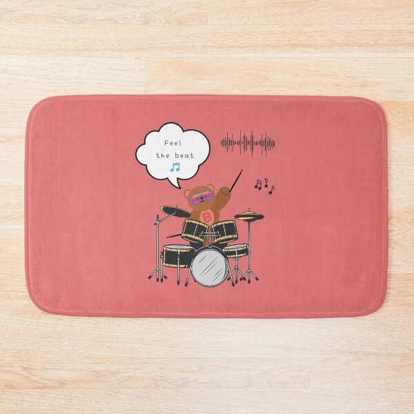 Item preview, Mono bear message – Feel the beat ( Coral Background ) designed and sold by mintmono-studio.