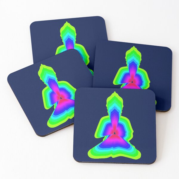 Item preview, budda, light energy, silhouette in yoga pose with a modern graphic echo effect minimalist spiritual design designed and sold by rikyfreestyle.