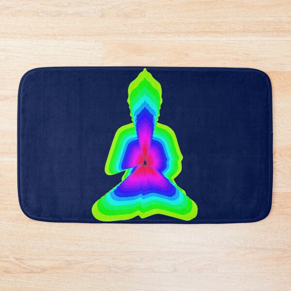 Item preview, budda, light energy, silhouette in yoga pose with a modern graphic echo effect minimalist spiritual design designed and sold by rikyfreestyle.